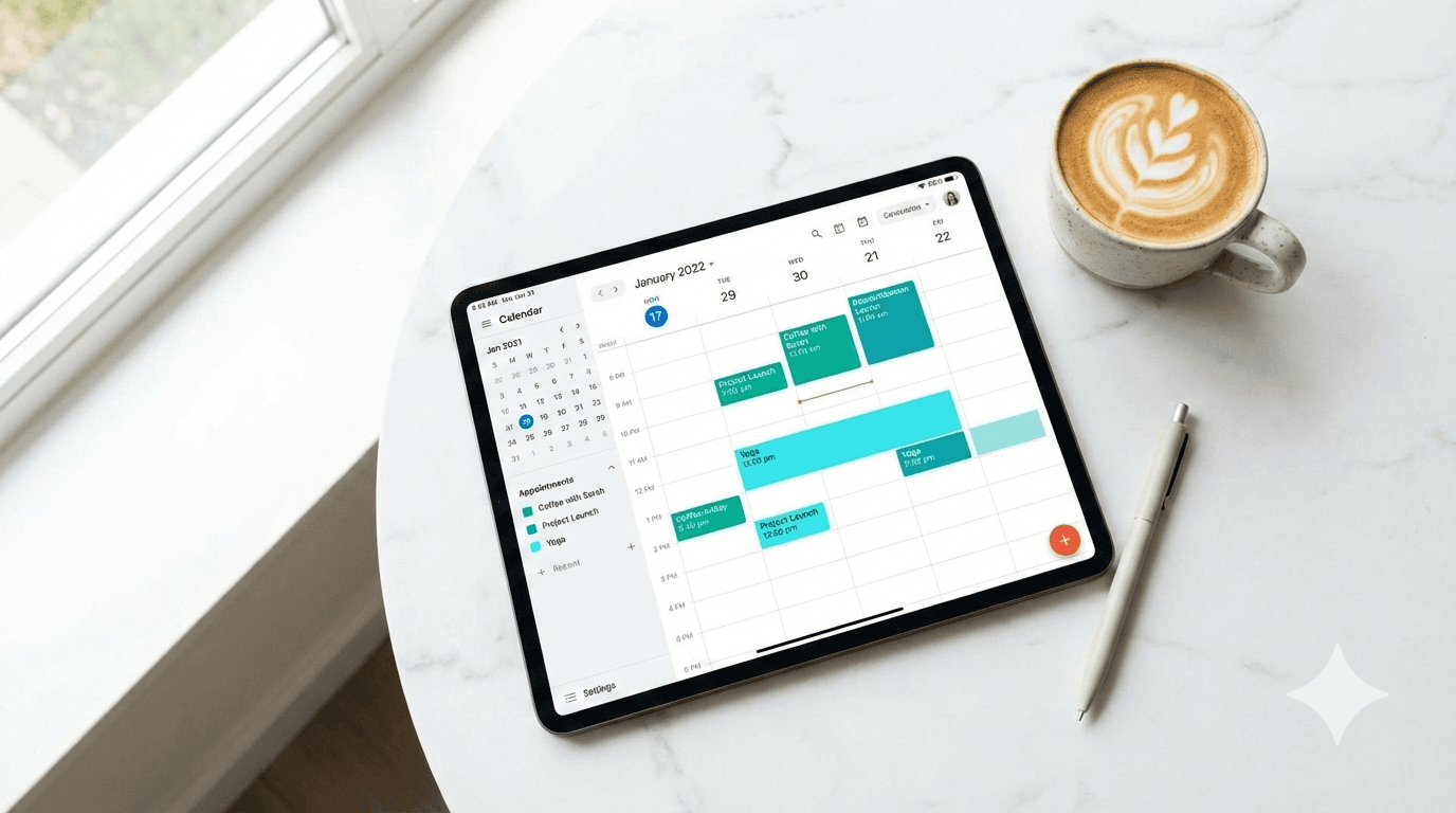 Calendar app showing appointments booked by AI receptionist