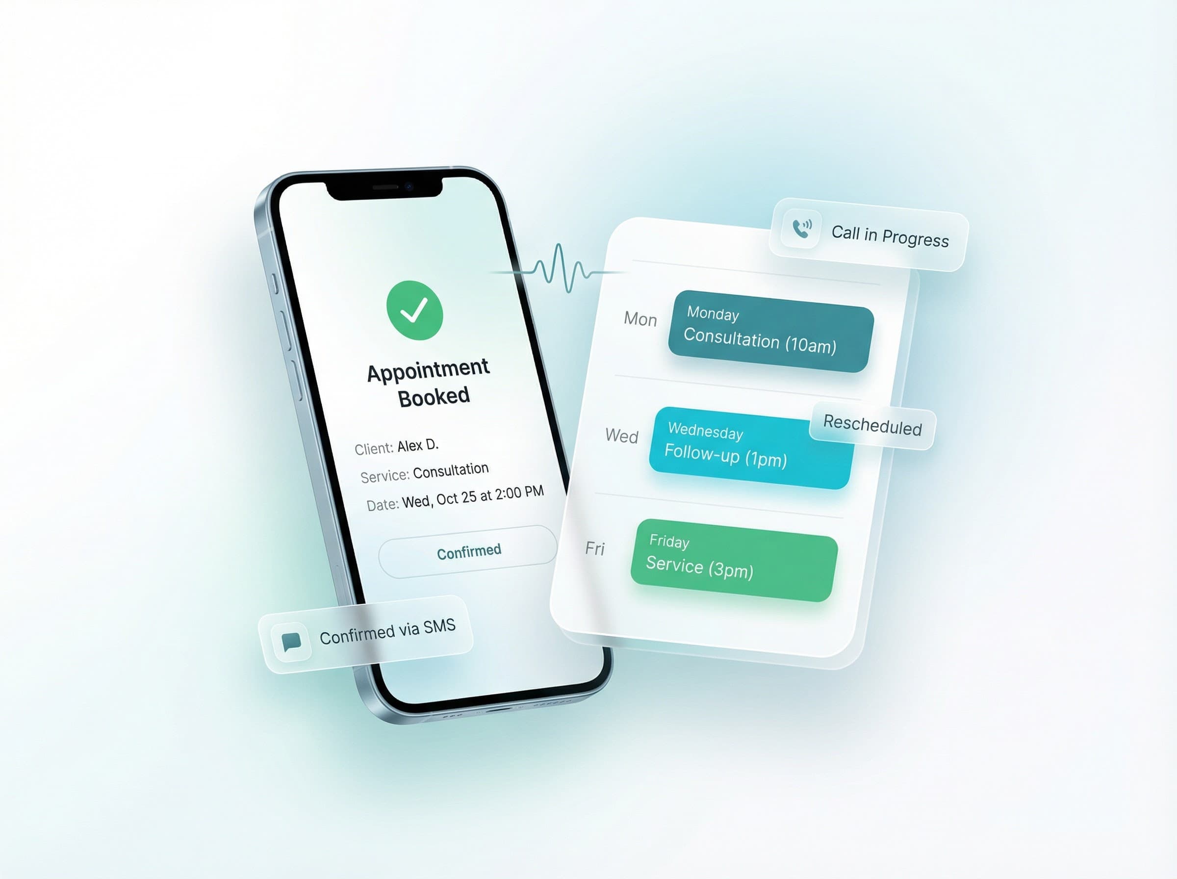 AI receptionist booking an appointment with Google Calendar sync