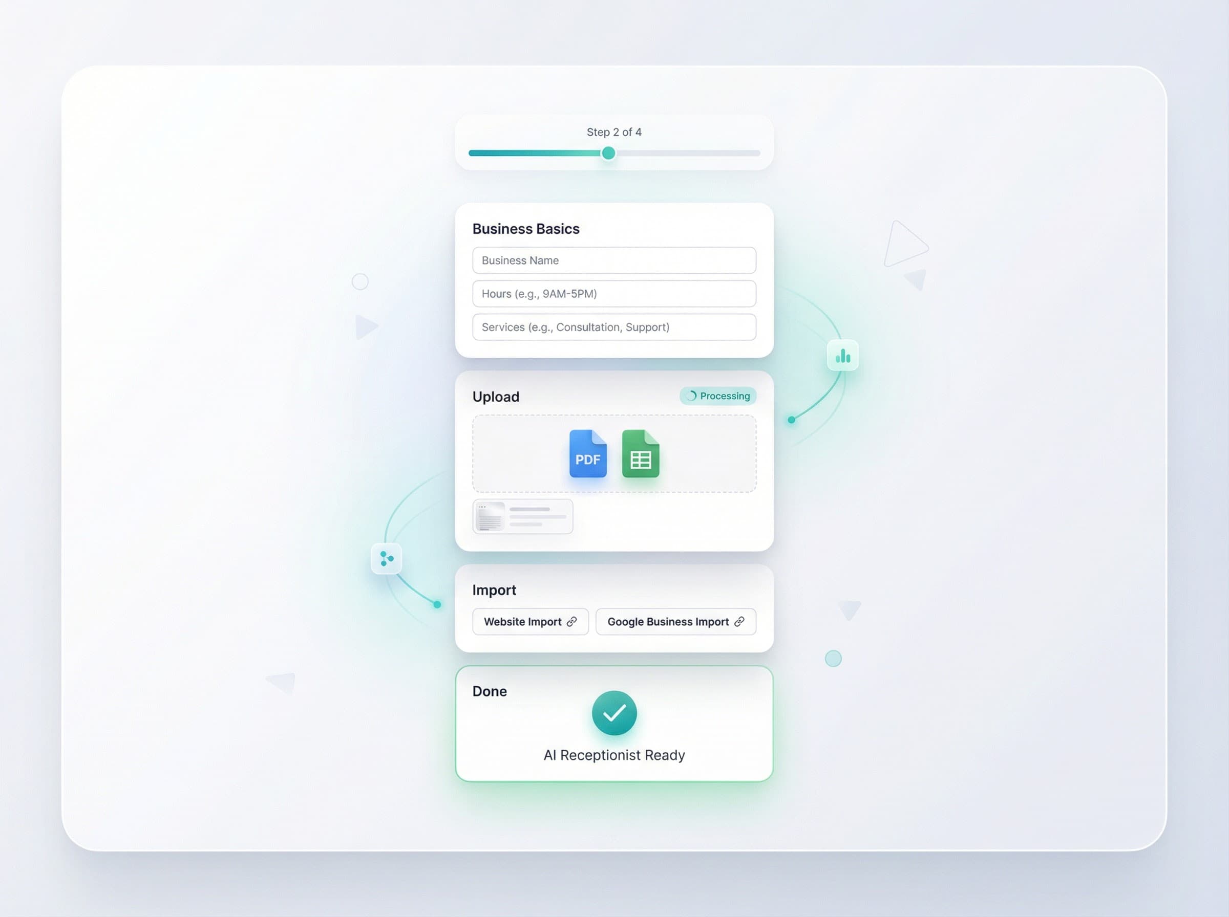 Business owner setting up EnoDesk AI receptionist on their phone